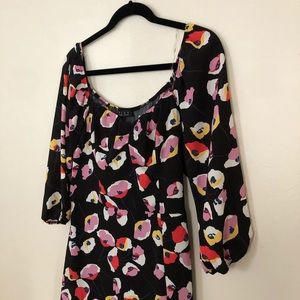 Black Floral Midi Dress